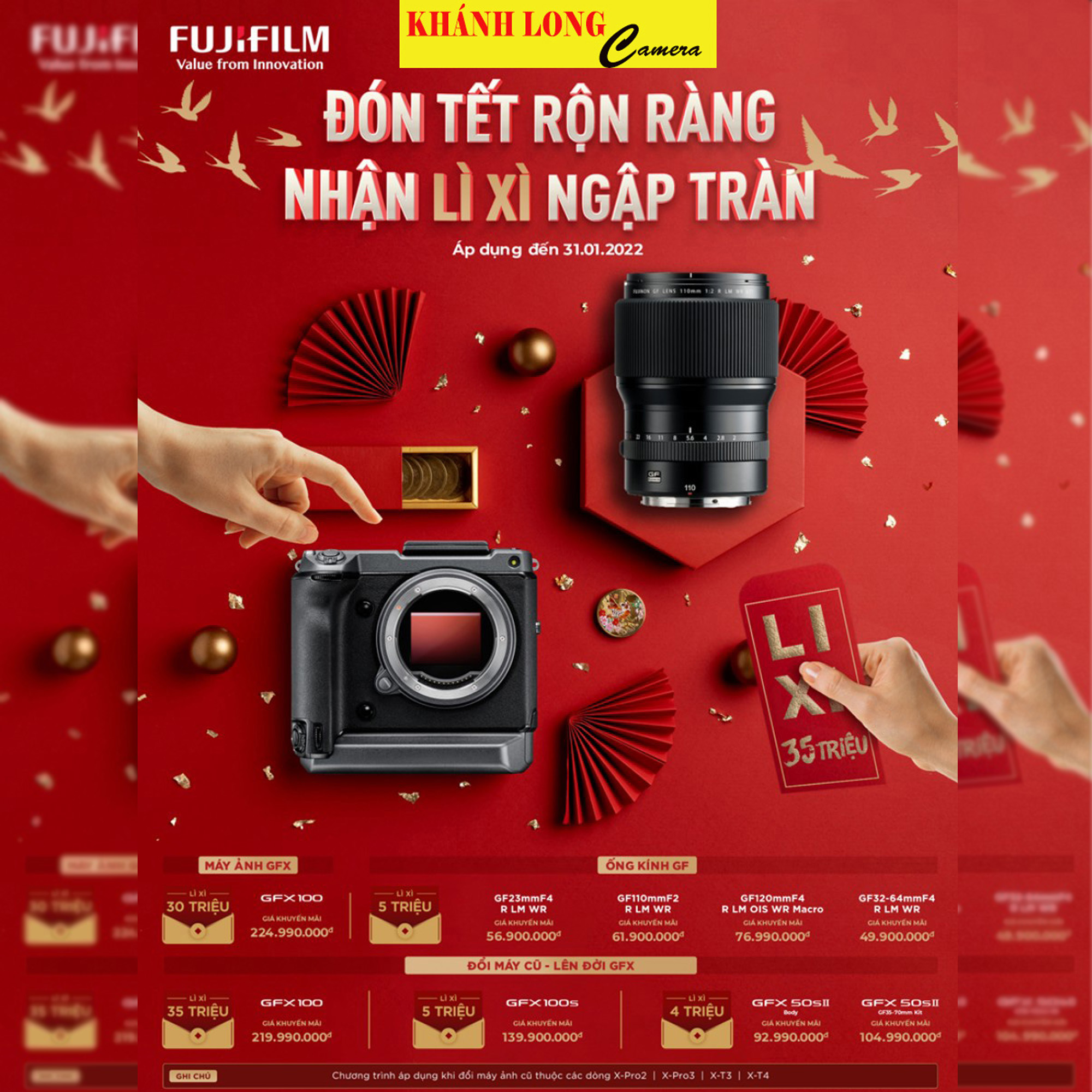 ĐÓN TẾT RỘN RÀNG NHẬN LÌ XÌ NGẬP TRÀN LÊN TỚI 35 TRIỆU KHI MUA CÁC SẢN PHẨM FUJIFILM