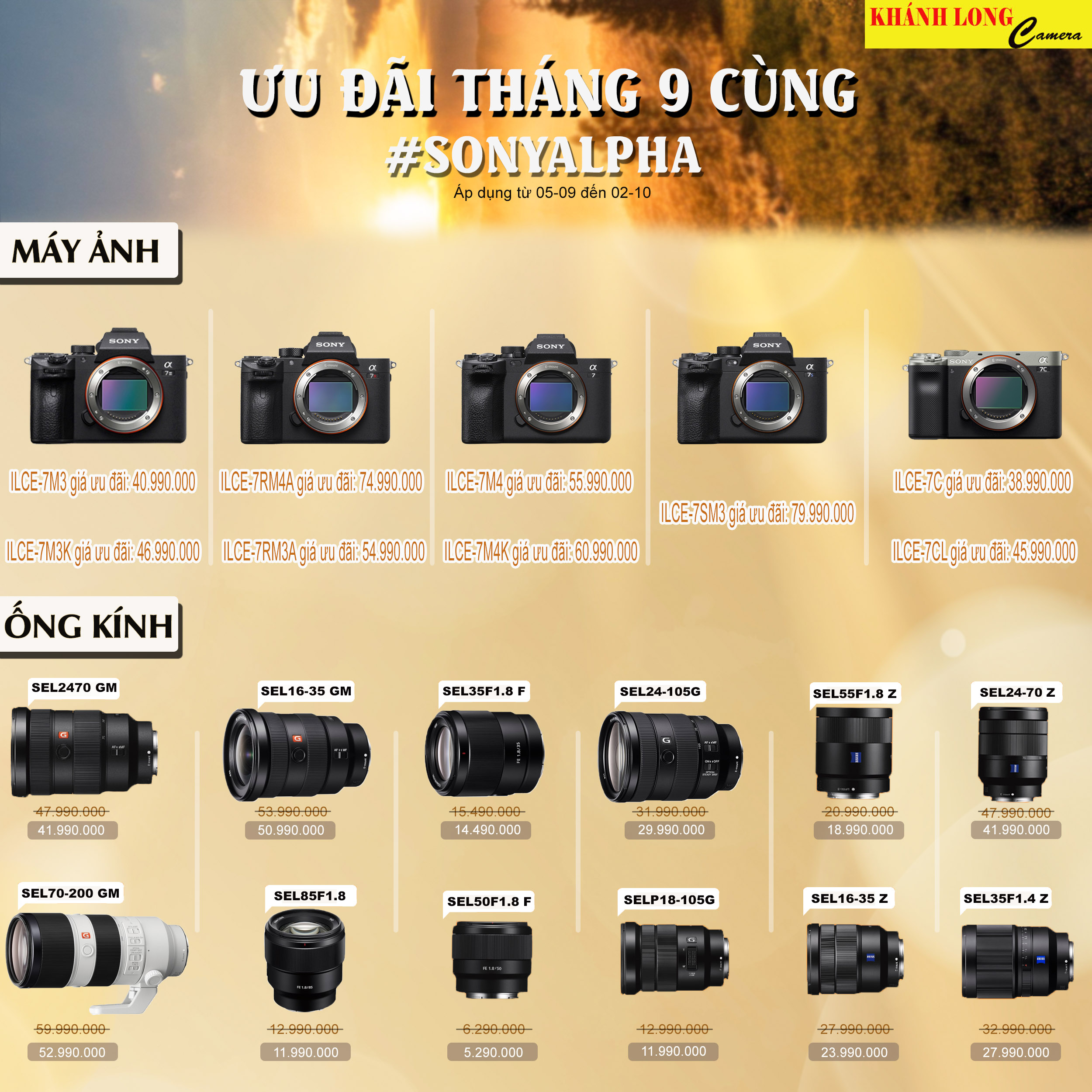 ƯU ĐÃI THÁNG 9 CÙNG SONYALPHA - KHÁNH LONG CAMERA