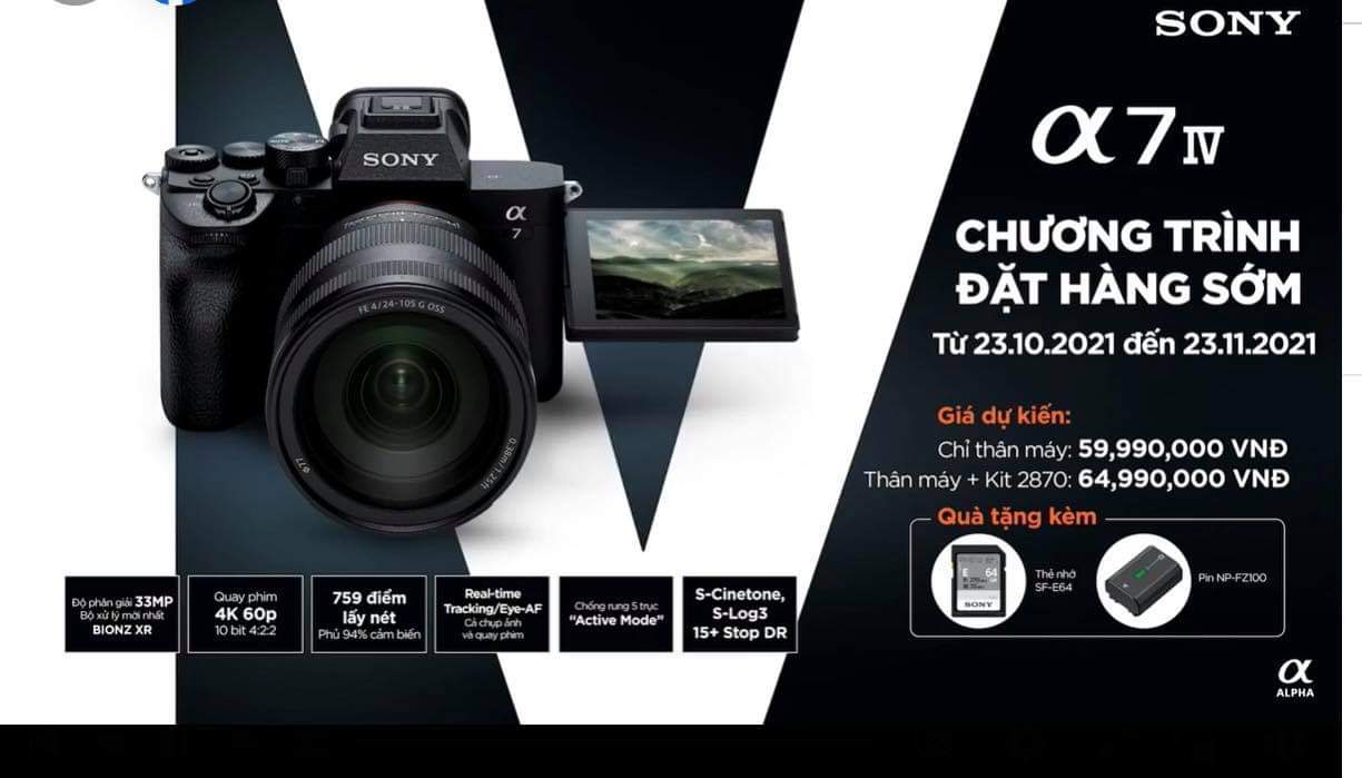 PREORDER Máy ảnh kết hợp full-frame Alpha 7 IV