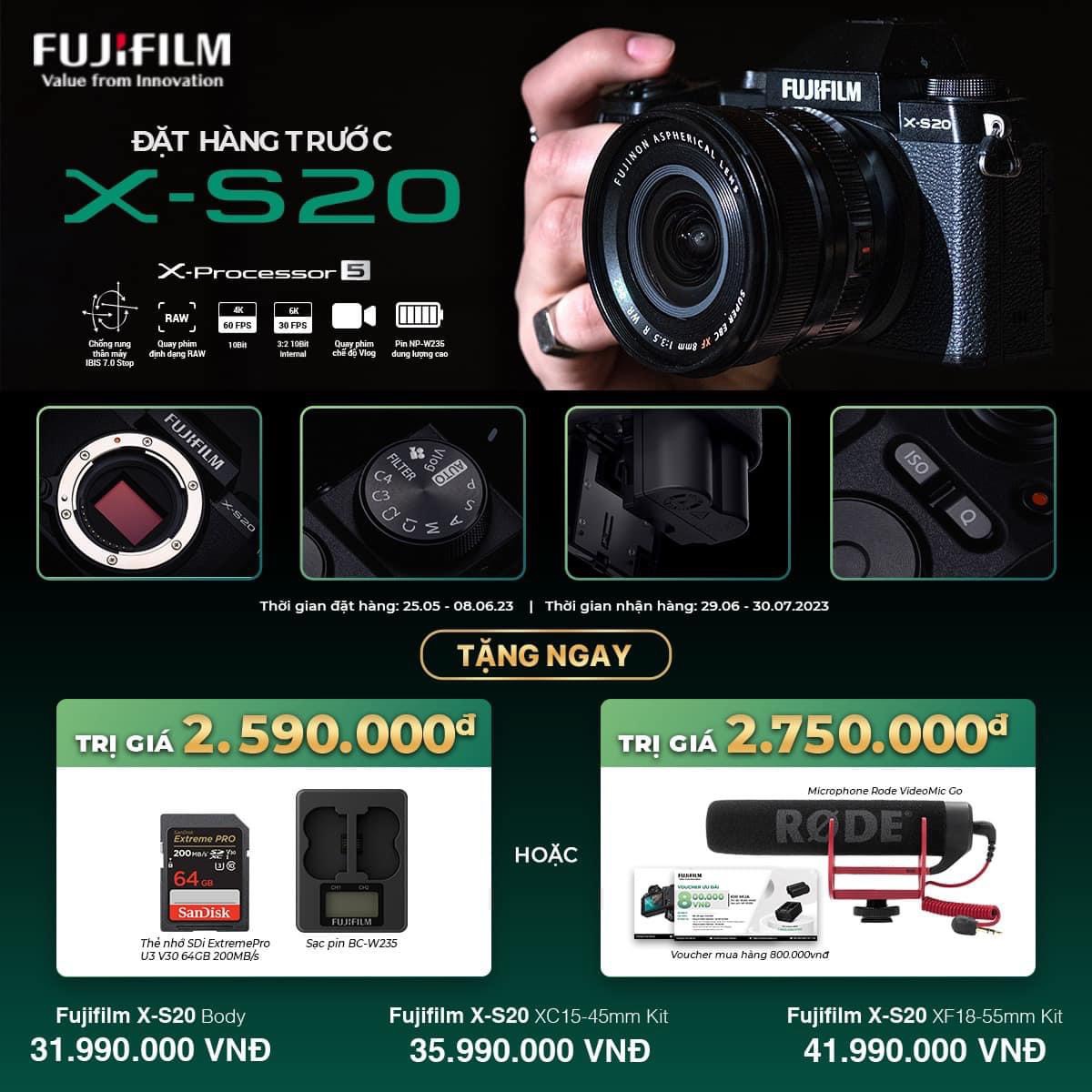 [PRE-ORDER] FUJIFILM X-S20 - NHẬN ĐẶT HÀNG TRƯỚC FUJIFILM X-S20