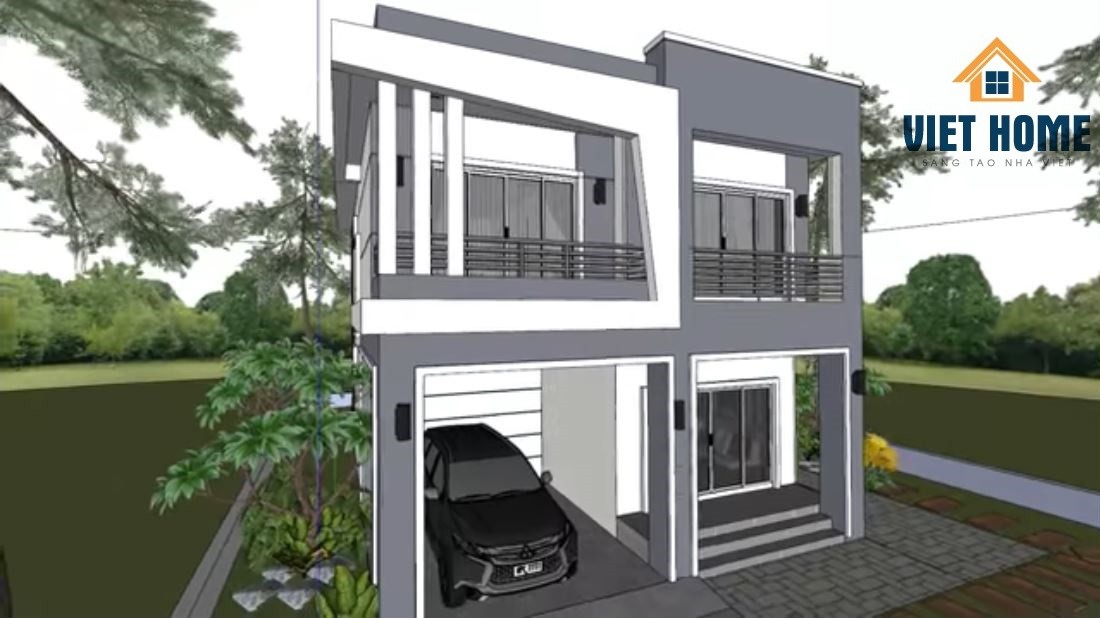 Kế hoạch thiết kế nội thất 3D nhà phân lô 2 tầng 8x13 m