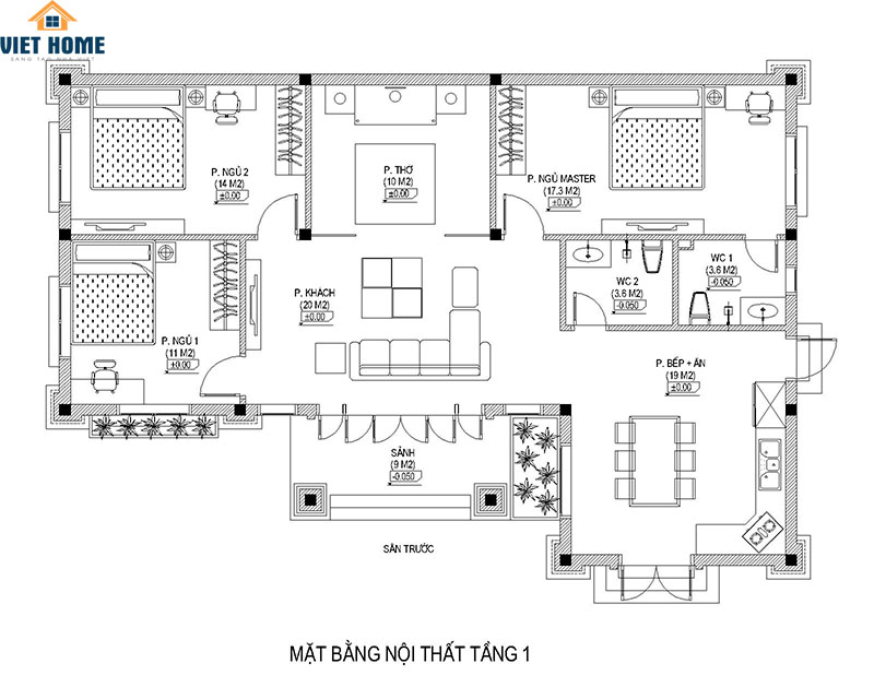 thiết kế mẫu biệt thự 1 tầng