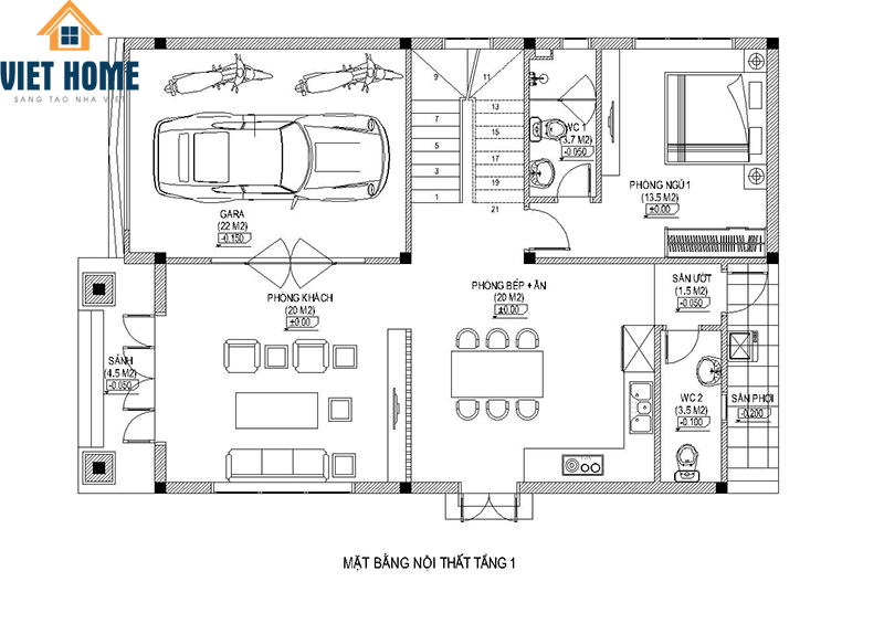 mẫu thiết kế biệt thự mái lệch