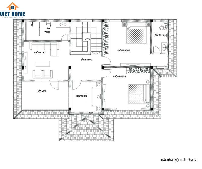 thiết kế nhà mái thái 2 tầng anh hiếu