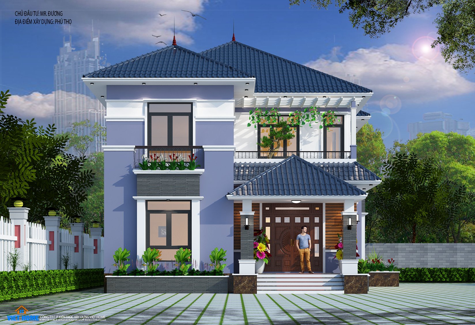 Hoàn thiện thiết kế biệt thự 2 tầng mái Nhật - Anh Đương, Phú Thọ ...