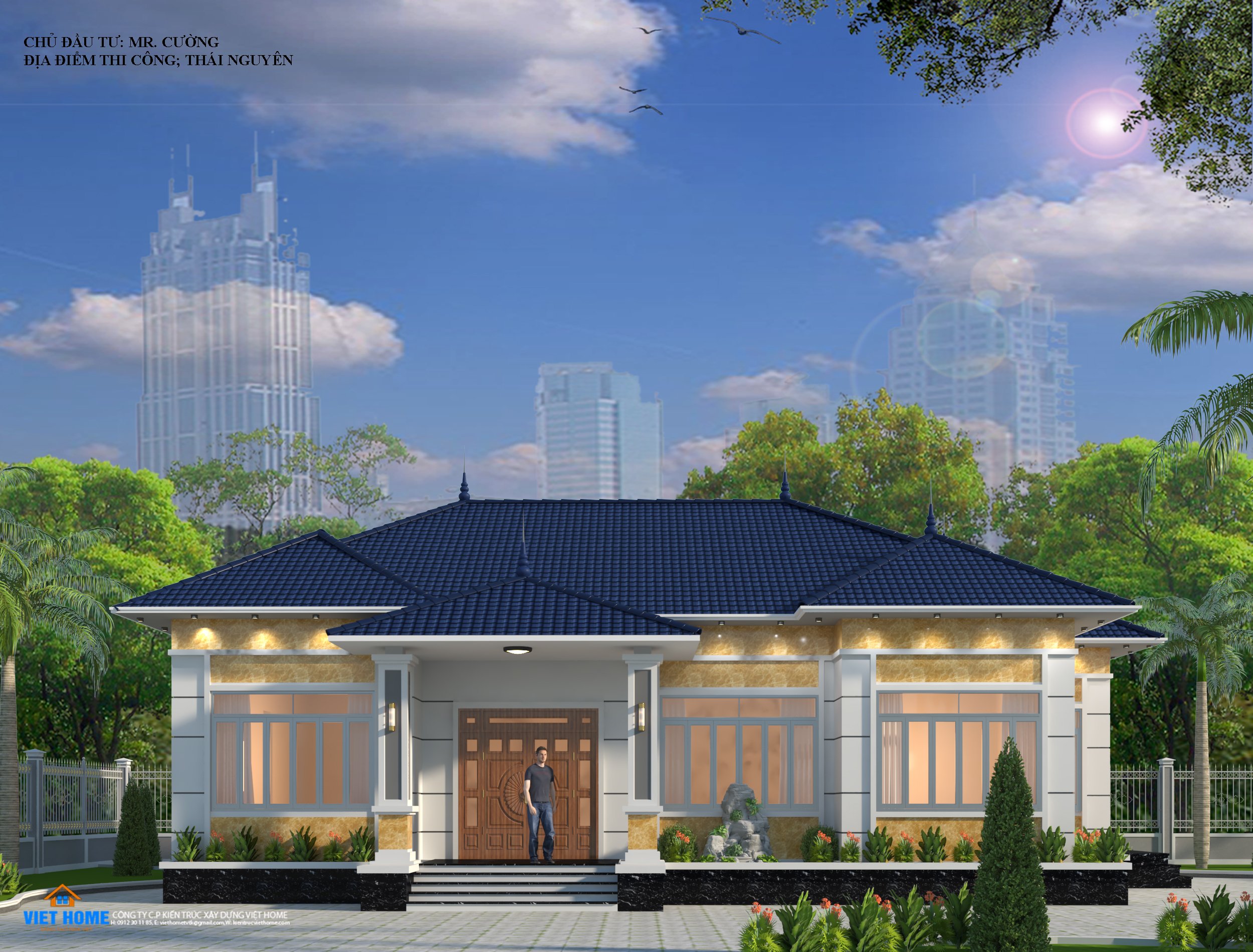 Công trình đắp mô hình tiểu cảnh sân vườn cho biệt thự nhà anh Chung tại  Hải Phòng