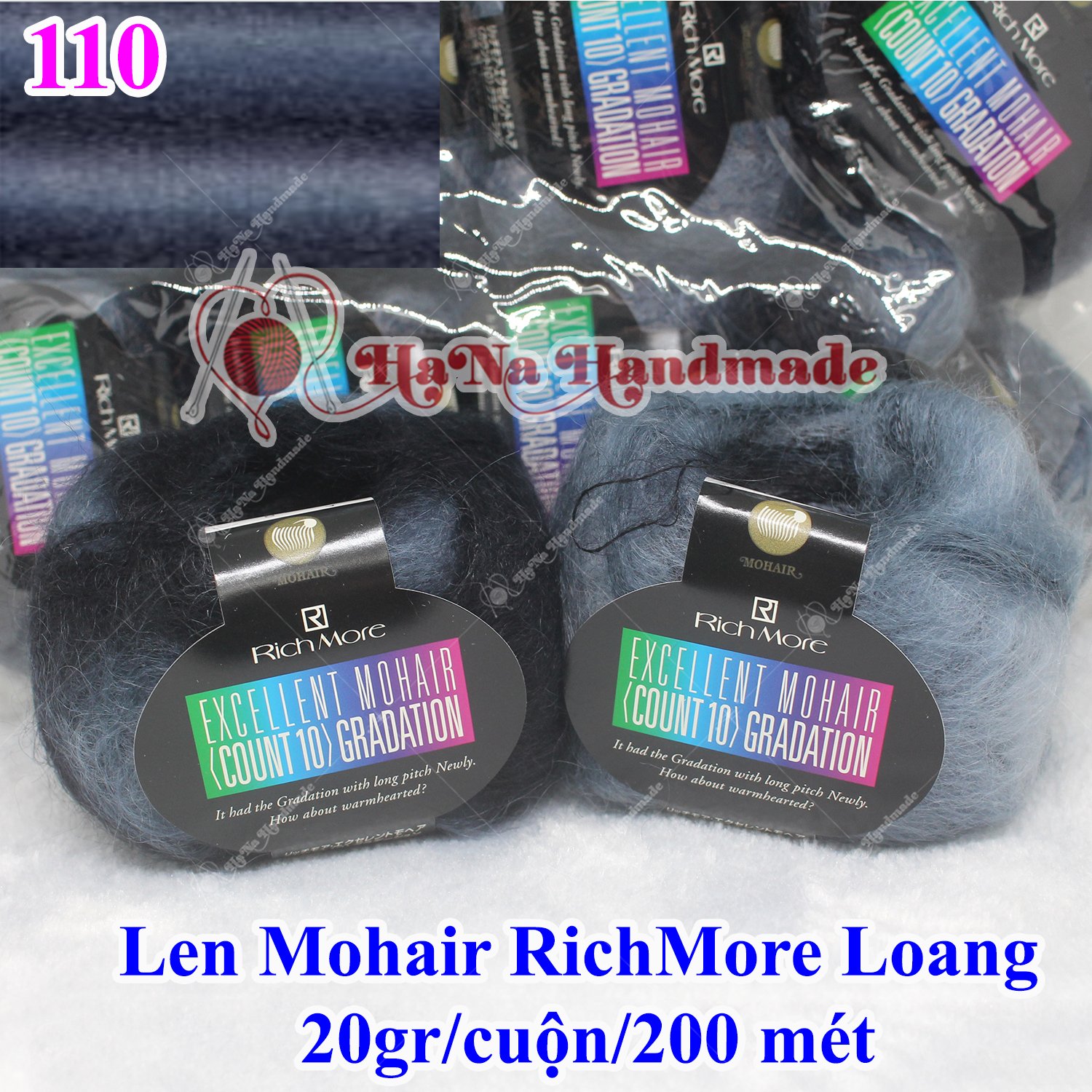 Len Mohair Richmore loang 205k/ cuộn 20gram ~ 200 mét