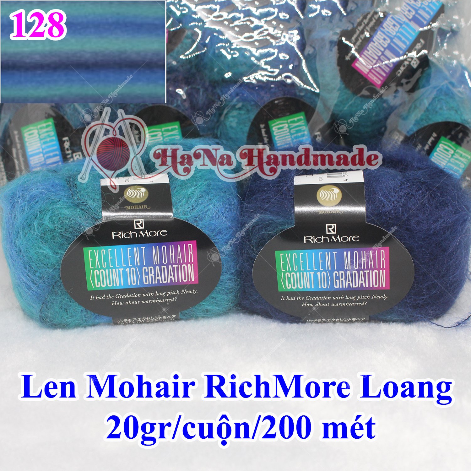 Len Mohair Richmore loang 205k/ cuộn 20gram ~ 200 mét