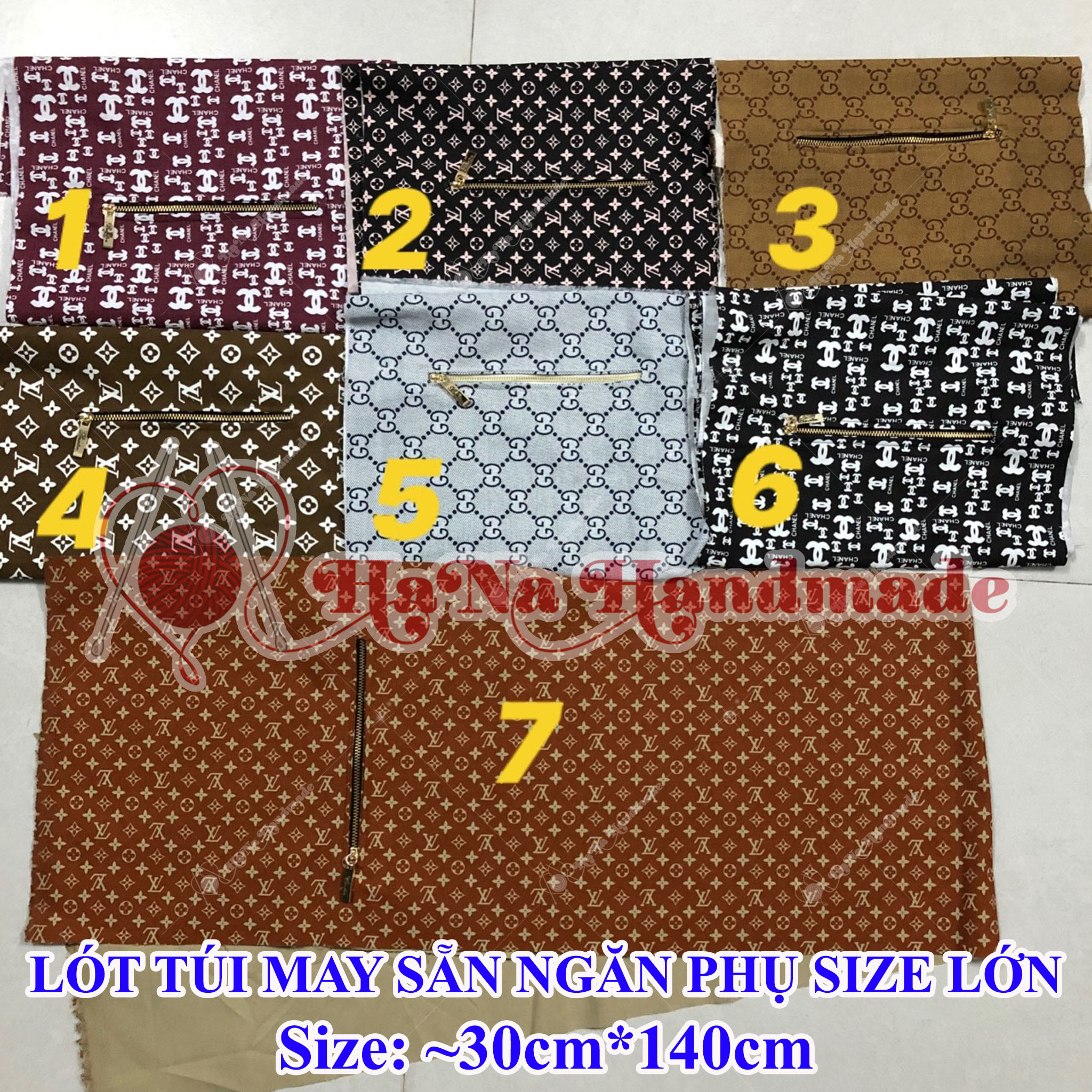 Lót túi may sẵn ngăn phụ size lớn