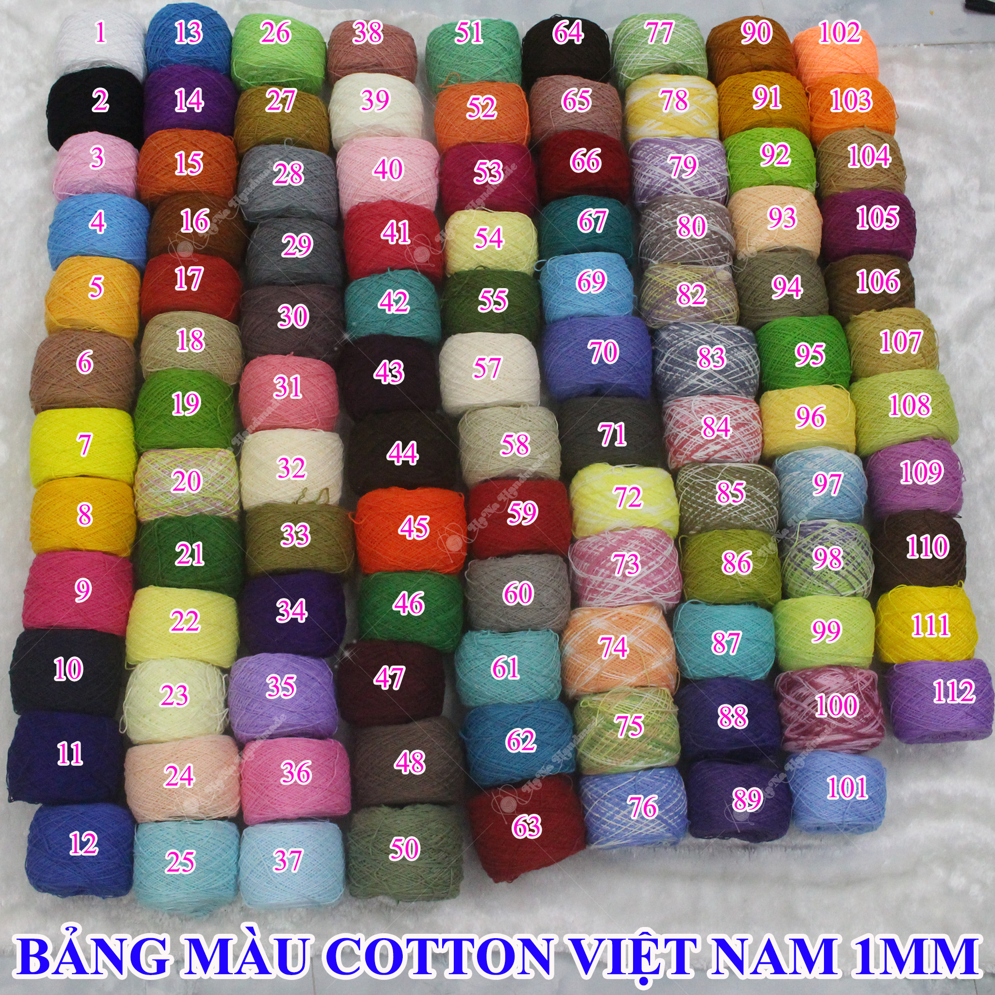 Sợi cotton Việt Nam (1mm) - màu trơn 01-46