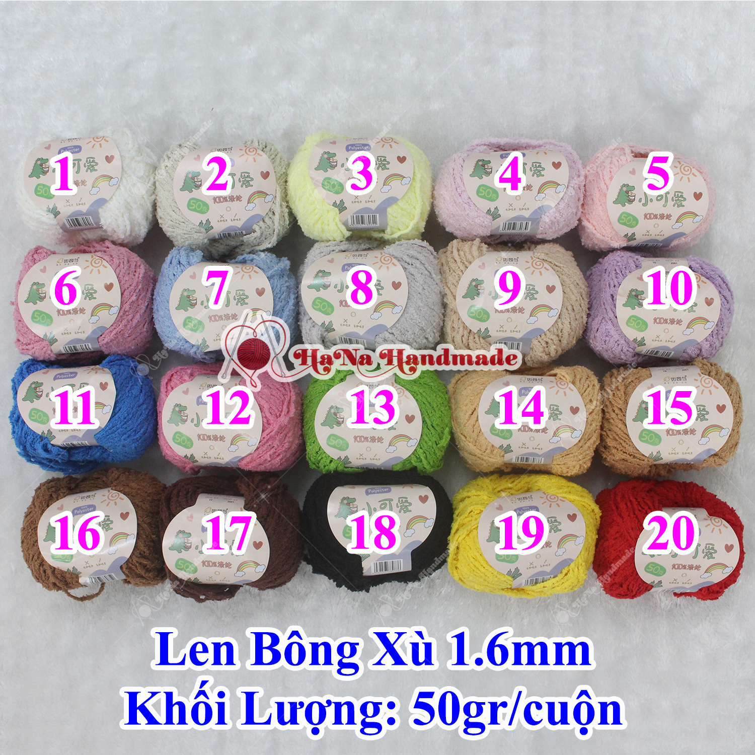 Len Bông Xù Xiaoke 1.6mm- 50g/cuộn