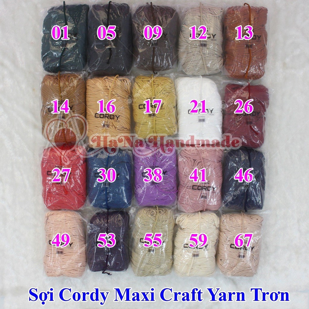 Sợi Cordy Maxi Craft Yarn trơn túi 330g khoảng 130m