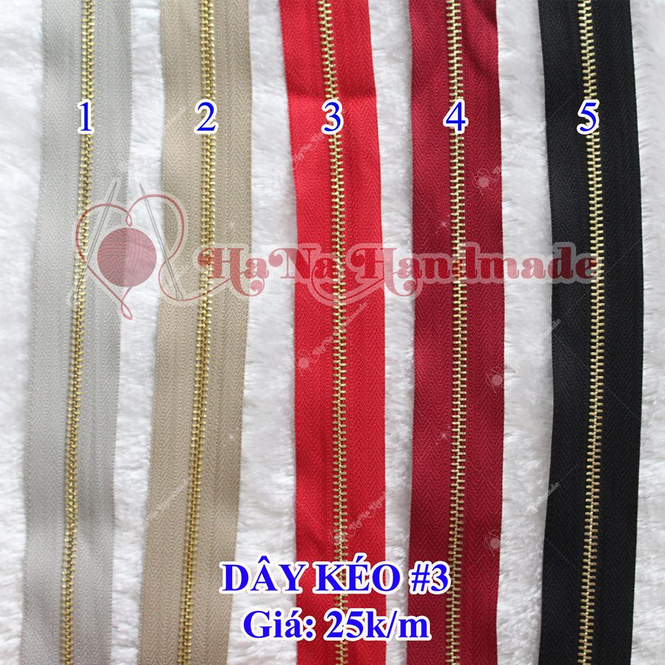Dây kéo mét răng 3( chưa gồm đầu và chặn kéo)