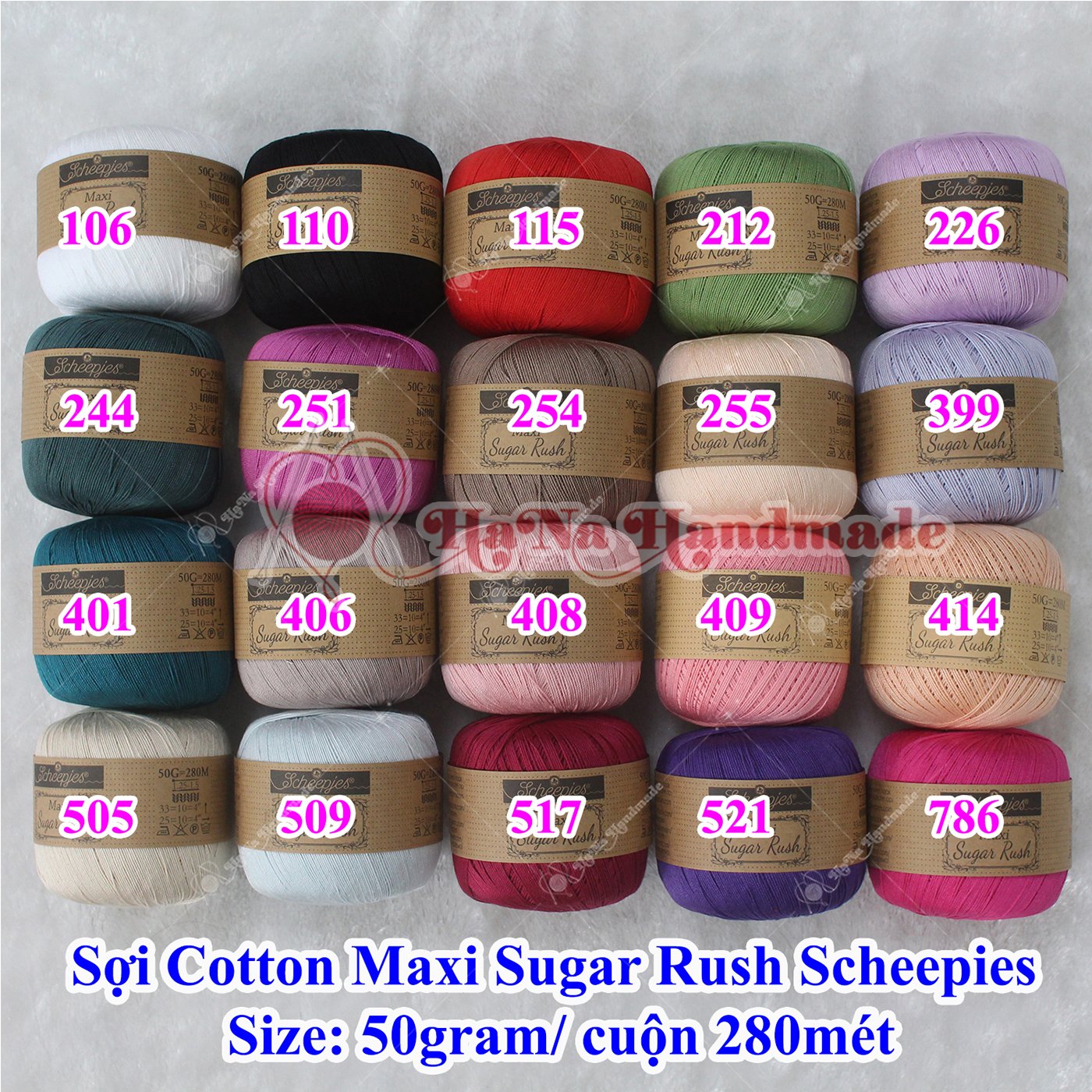 Sợi cotton Maxi Sugar Rush Scheepies 50g/ cuộn 280m
