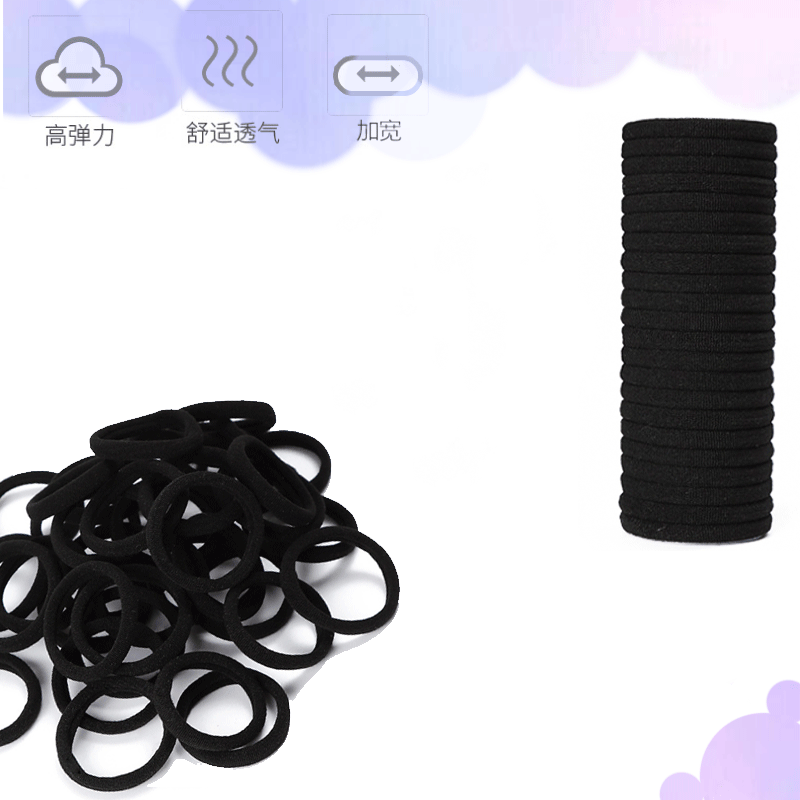 Dây buộc tóc / cột tóc trơn làm sản phẩm handmade đen - set 10 cái