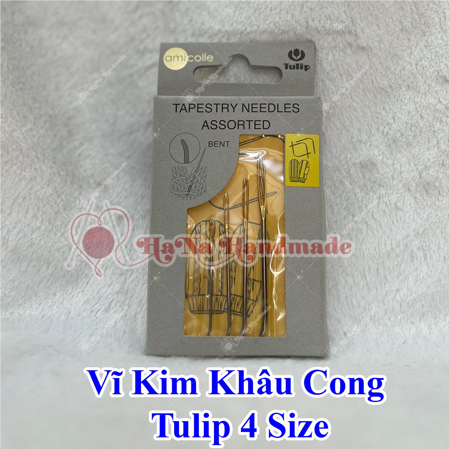 Vĩ kim khâu cong Tulip 4 cây kèm túi đựng