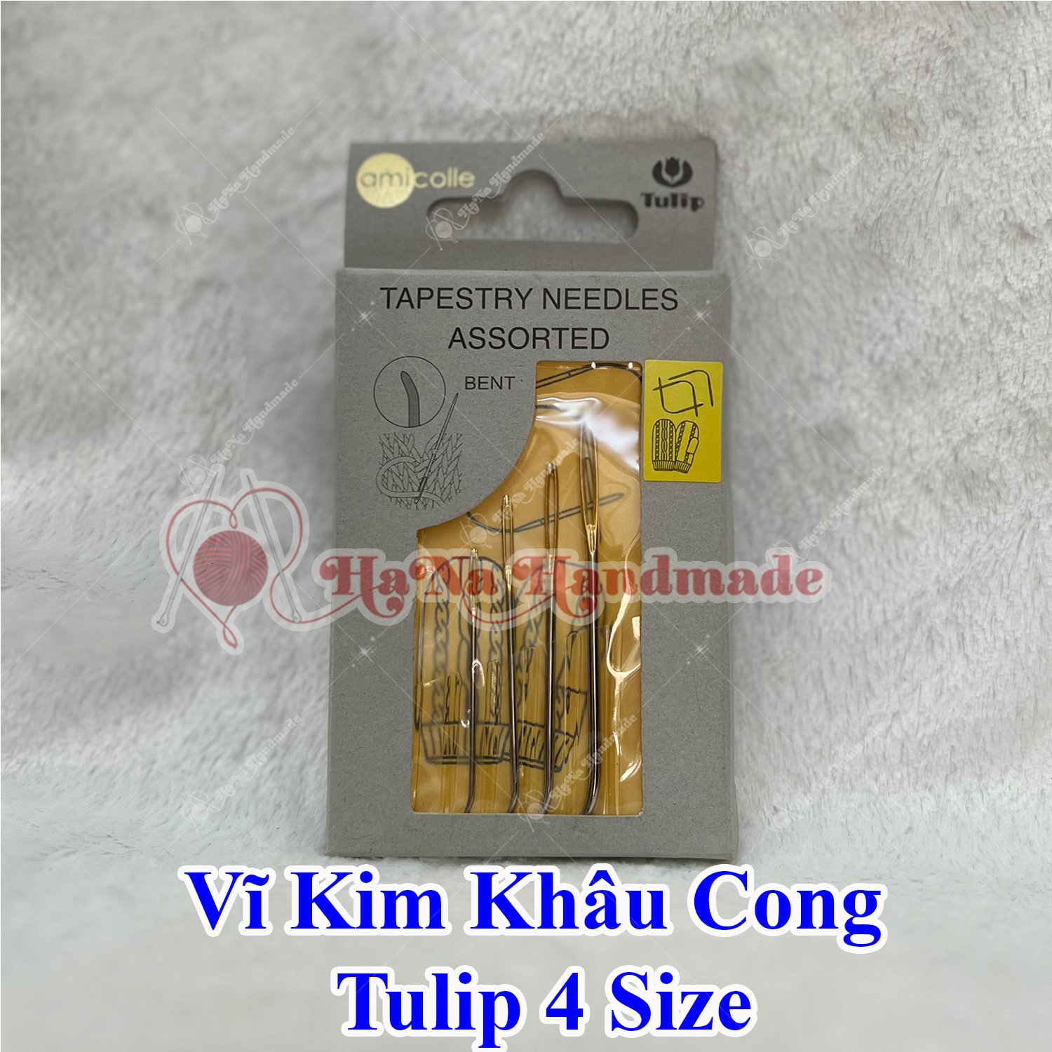 Vĩ kim khâu cong Tulip 4 cây kèm túi đựng