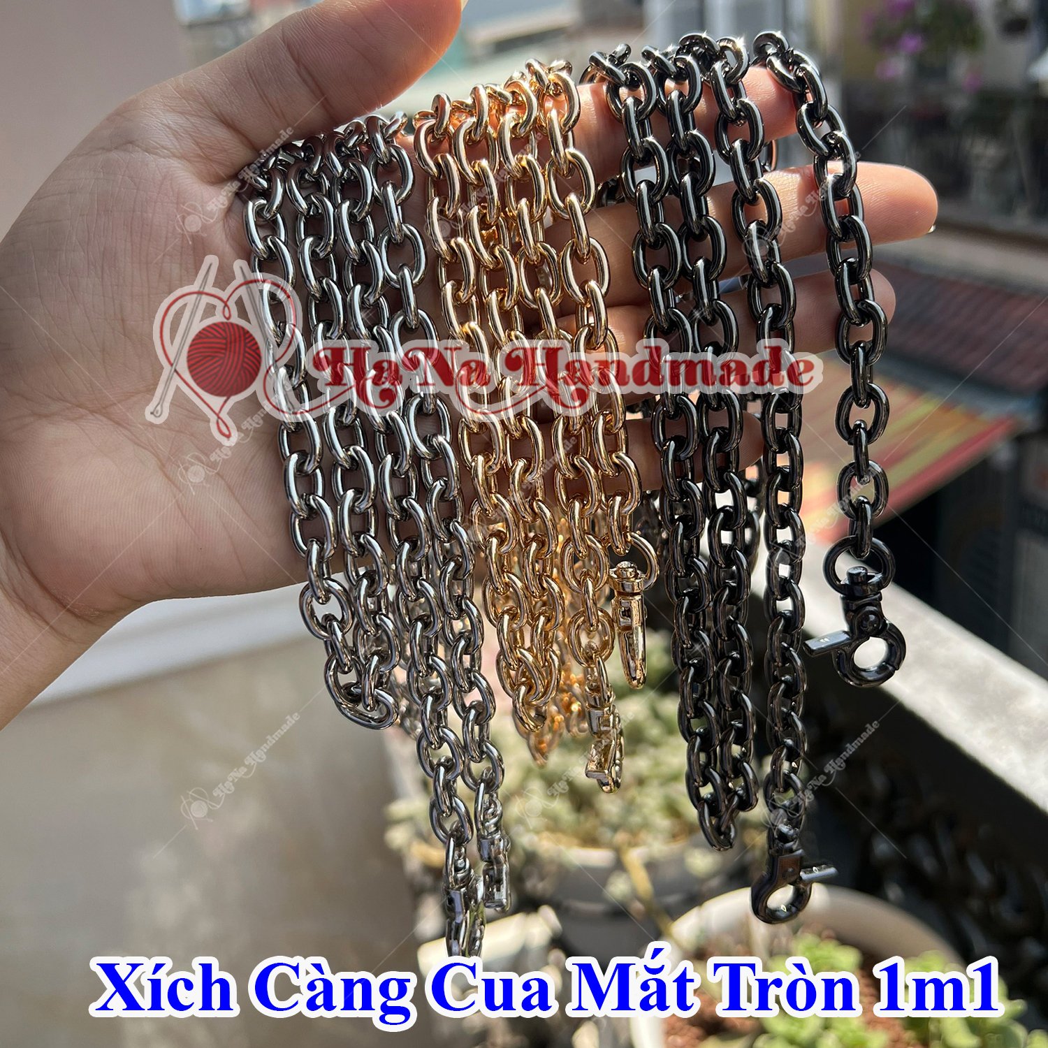 Xích càng cua mắt tròn làm dây đeo túi 110cm