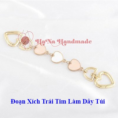 Đoạn xích trái tim khoen mở làm túi