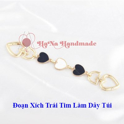 Đoạn xích trái tim khoen mở làm túi