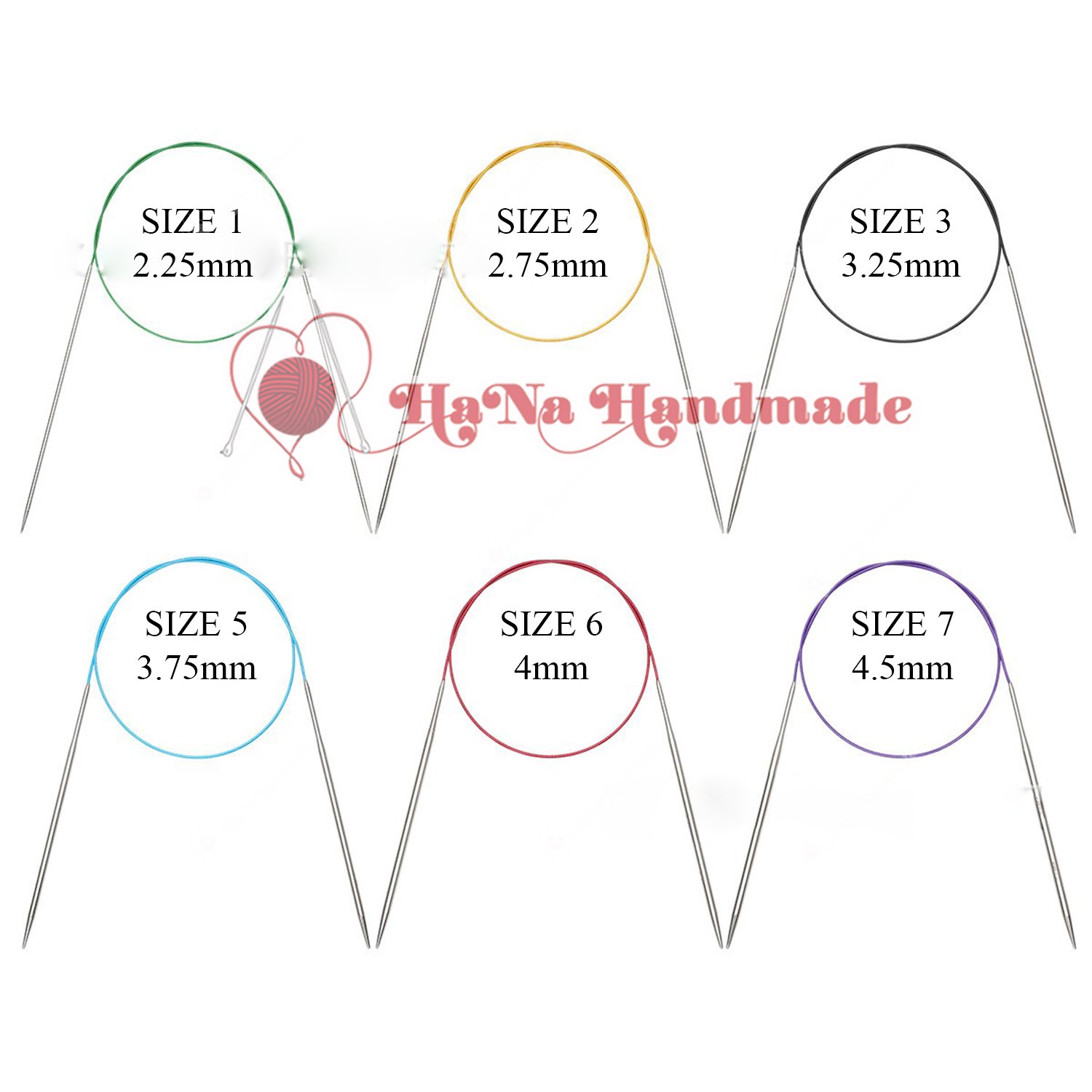 Bộ kim đan vòng inox kèm túi vải