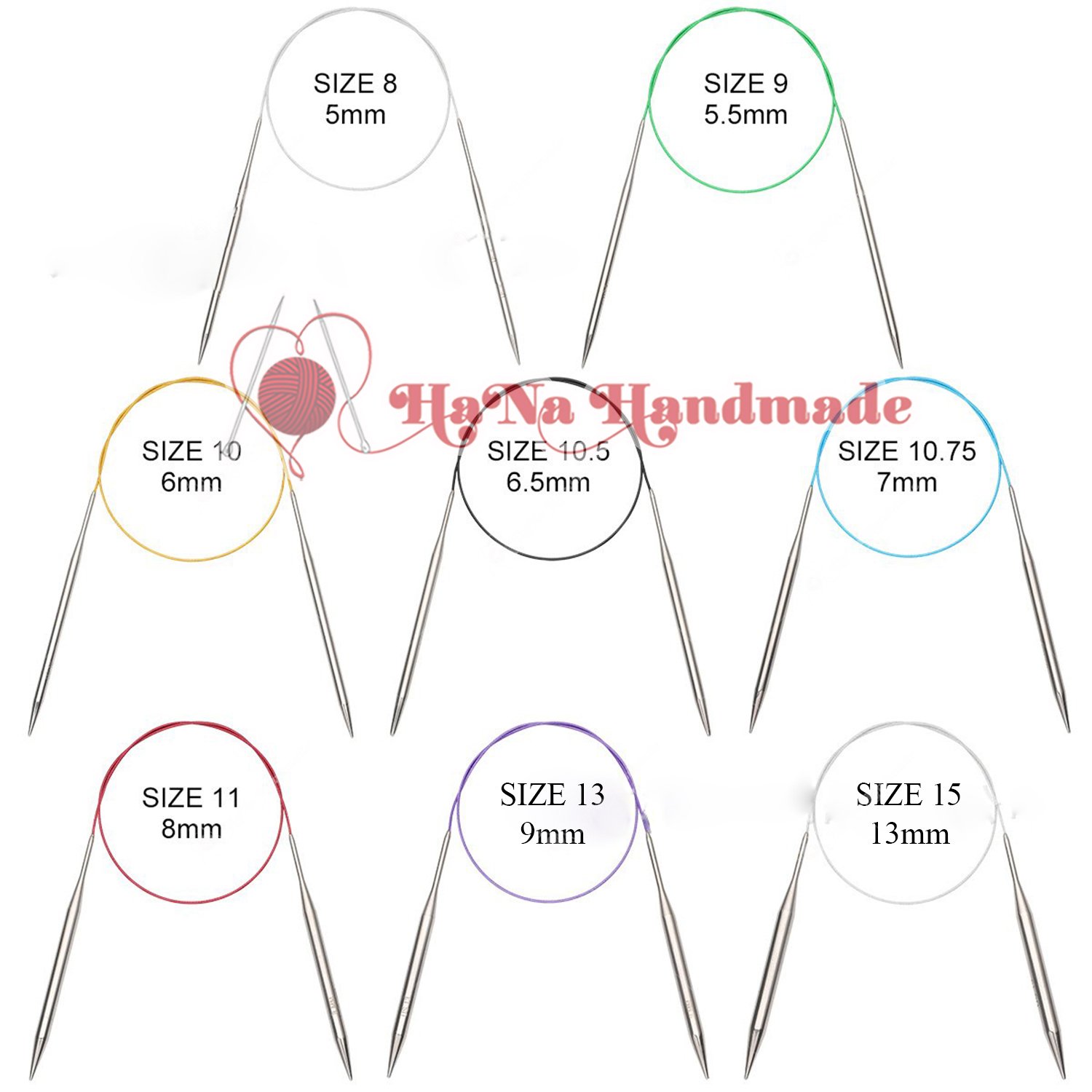 Bộ kim đan vòng inox kèm túi vải