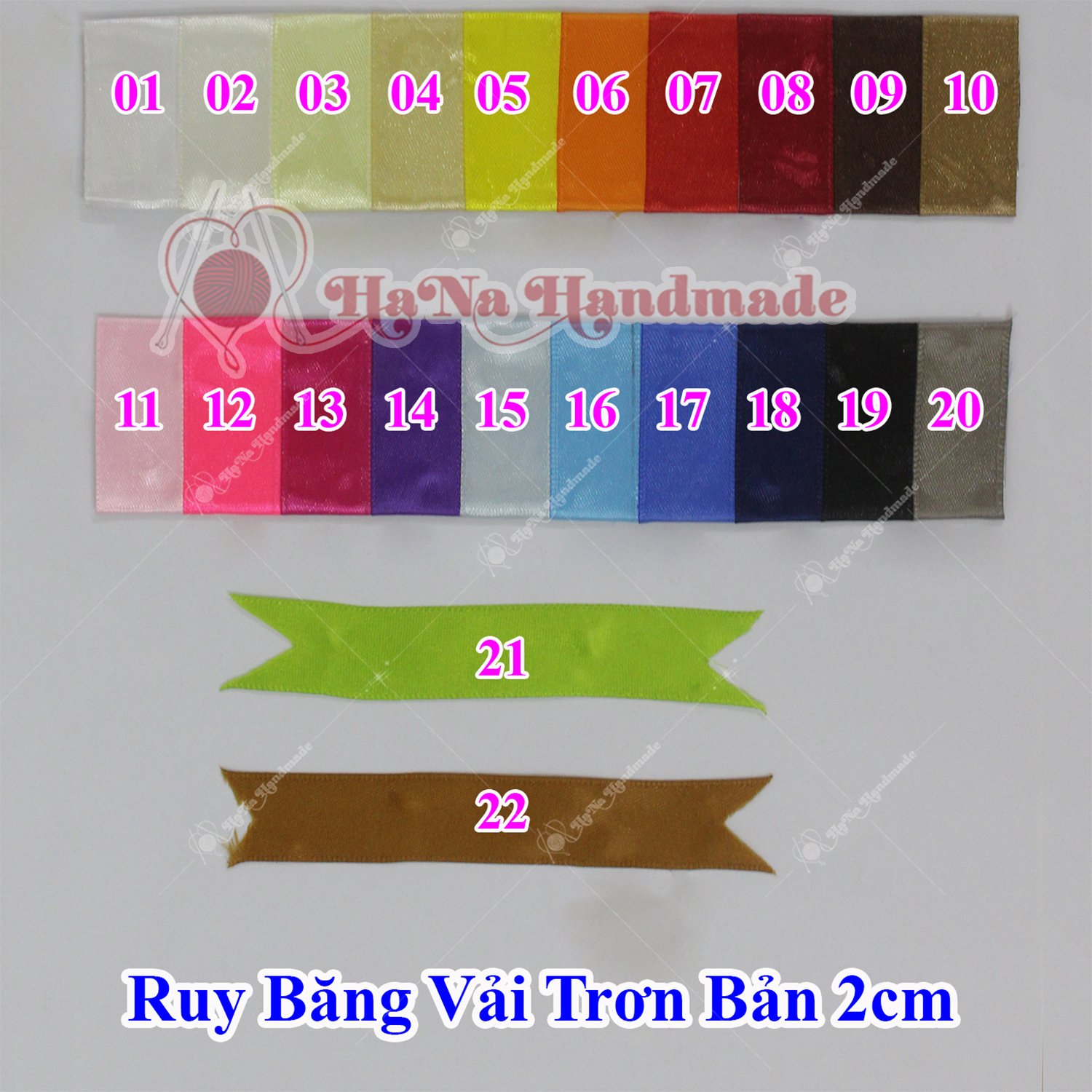 Ruy băng vải trơn bản 2cm 3k/mét