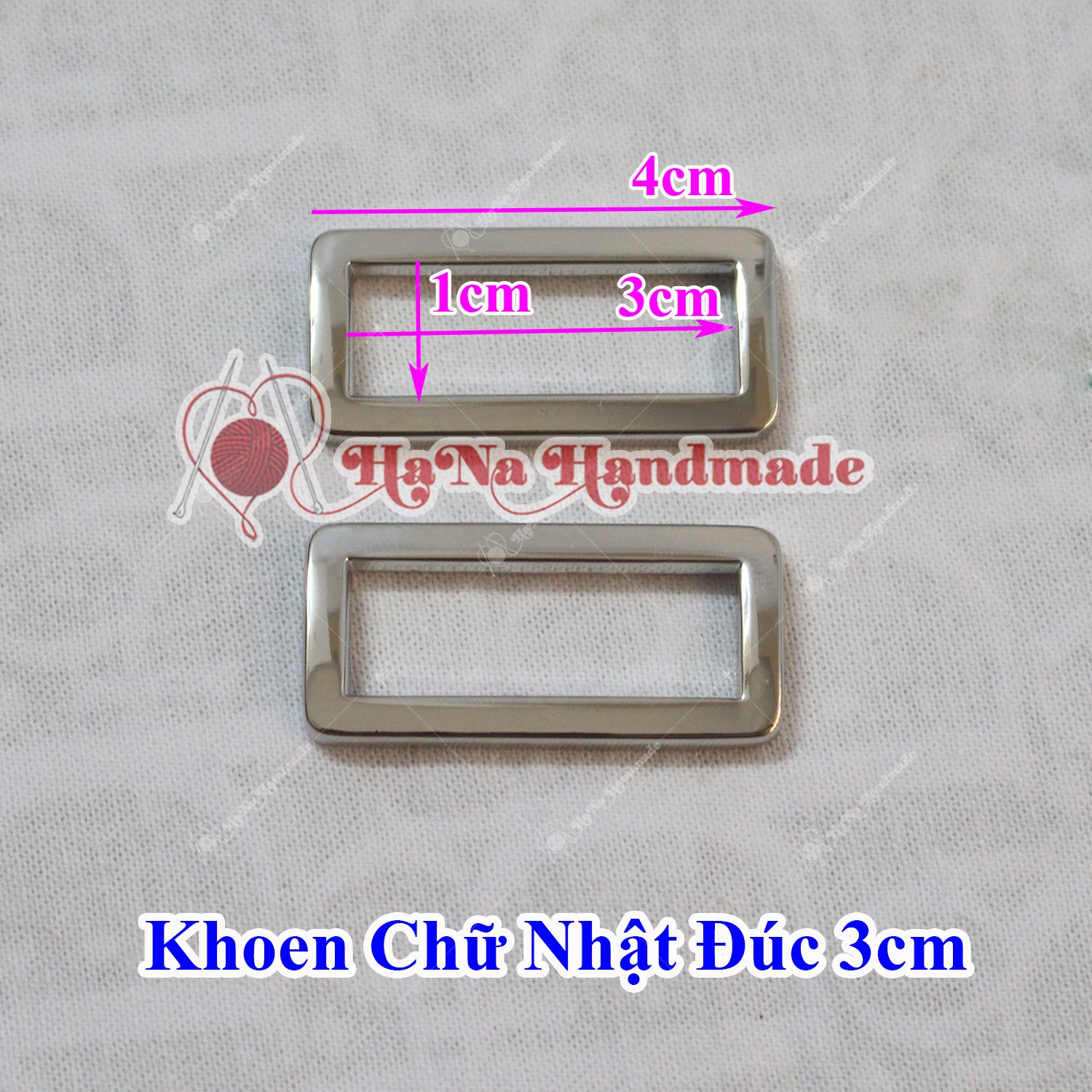Khoen chữ nhật đúc bạc 3cm (lọt lòng) 10k/ cái