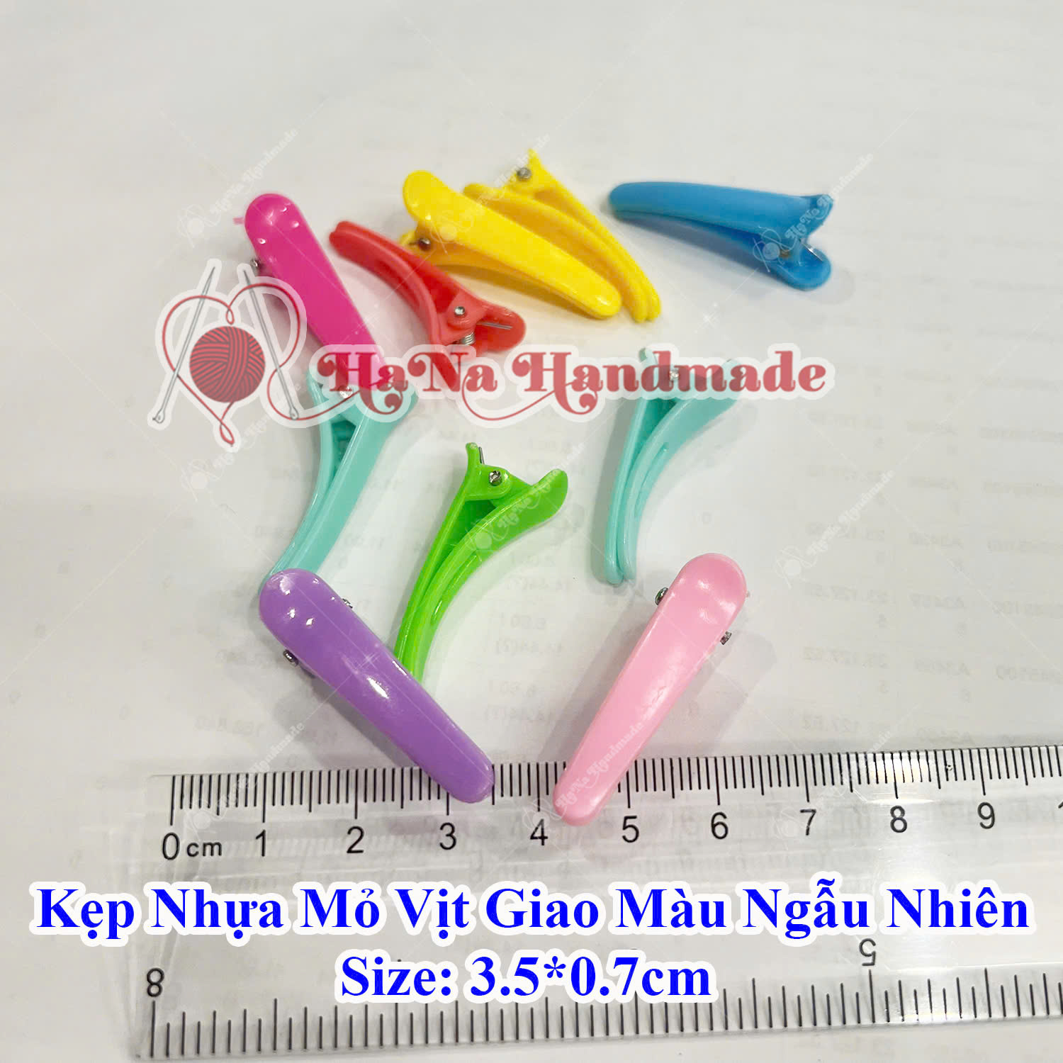 Kẹp nhựa vỏ vịt 3.5cm set 10 cái giao màu ngẫu nhiên