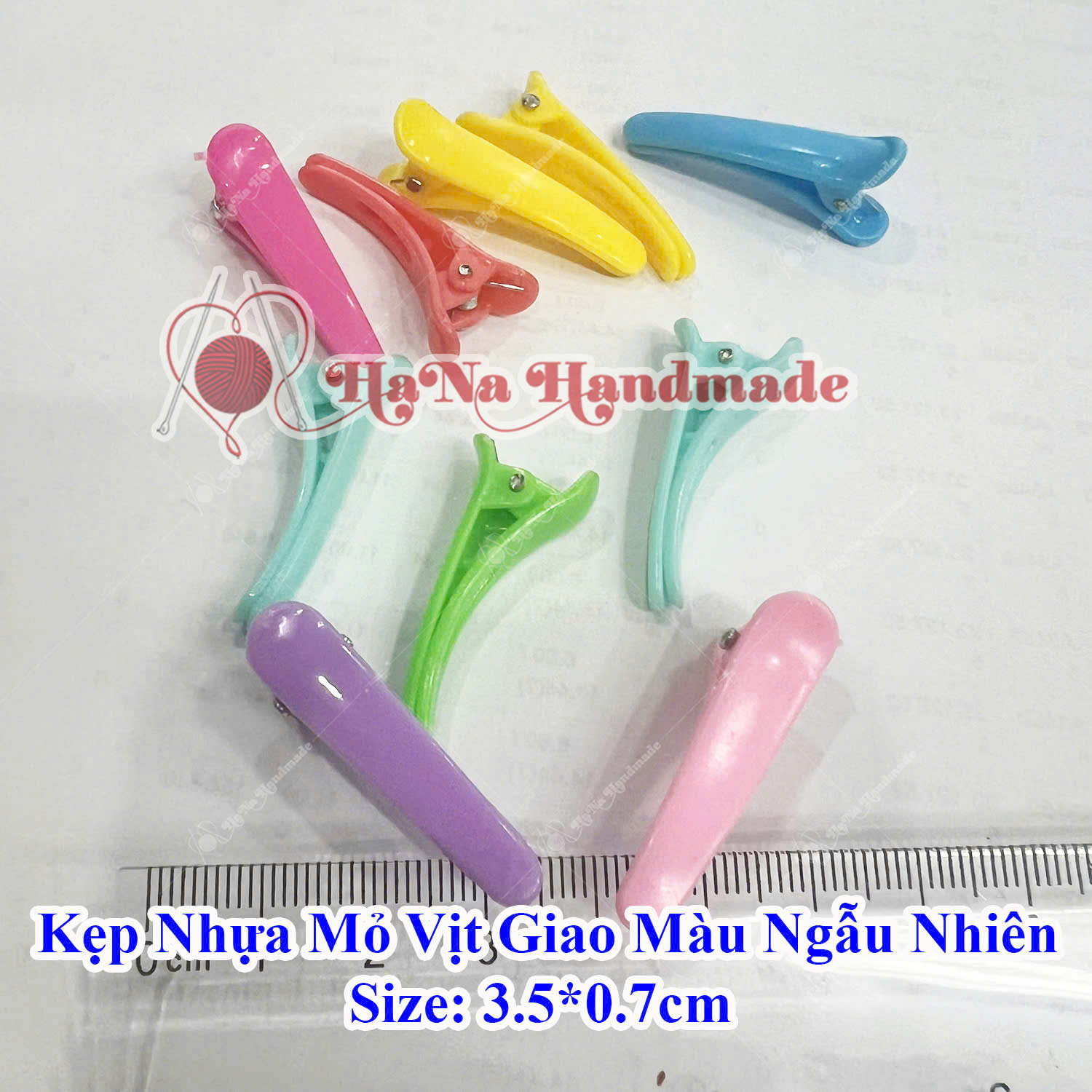 Kẹp nhựa vỏ vịt 3.5cm set 10 cái giao màu ngẫu nhiên