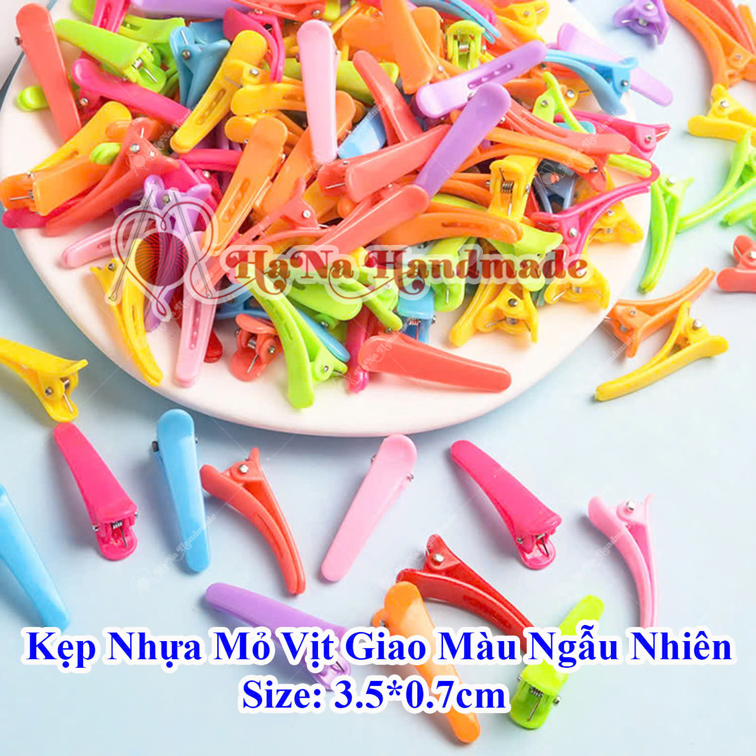 Kẹp nhựa vỏ vịt 3.5cm set 10 cái giao màu ngẫu nhiên