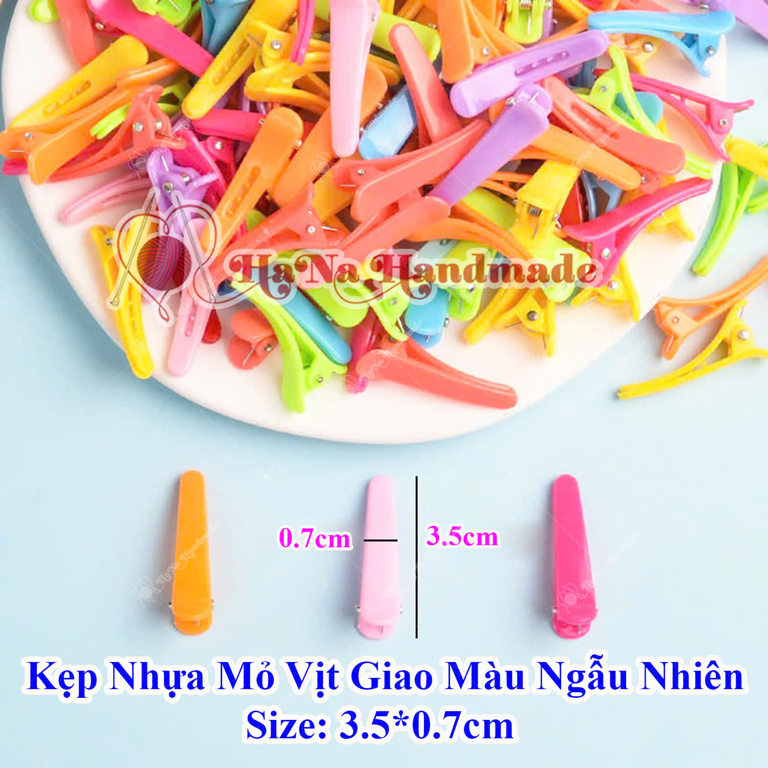 Kẹp nhựa vỏ vịt 3.5cm set 10 cái giao màu ngẫu nhiên