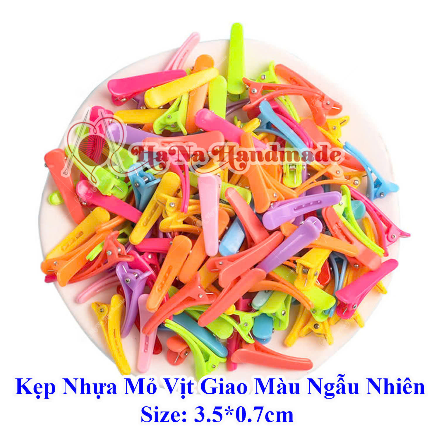 Kẹp nhựa vỏ vịt 3.5cm set 10 cái giao màu ngẫu nhiên