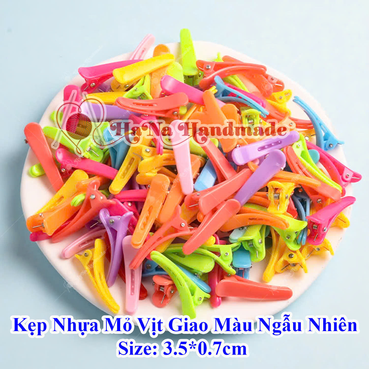 Kẹp nhựa vỏ vịt 3.5cm set 10 cái giao màu ngẫu nhiên