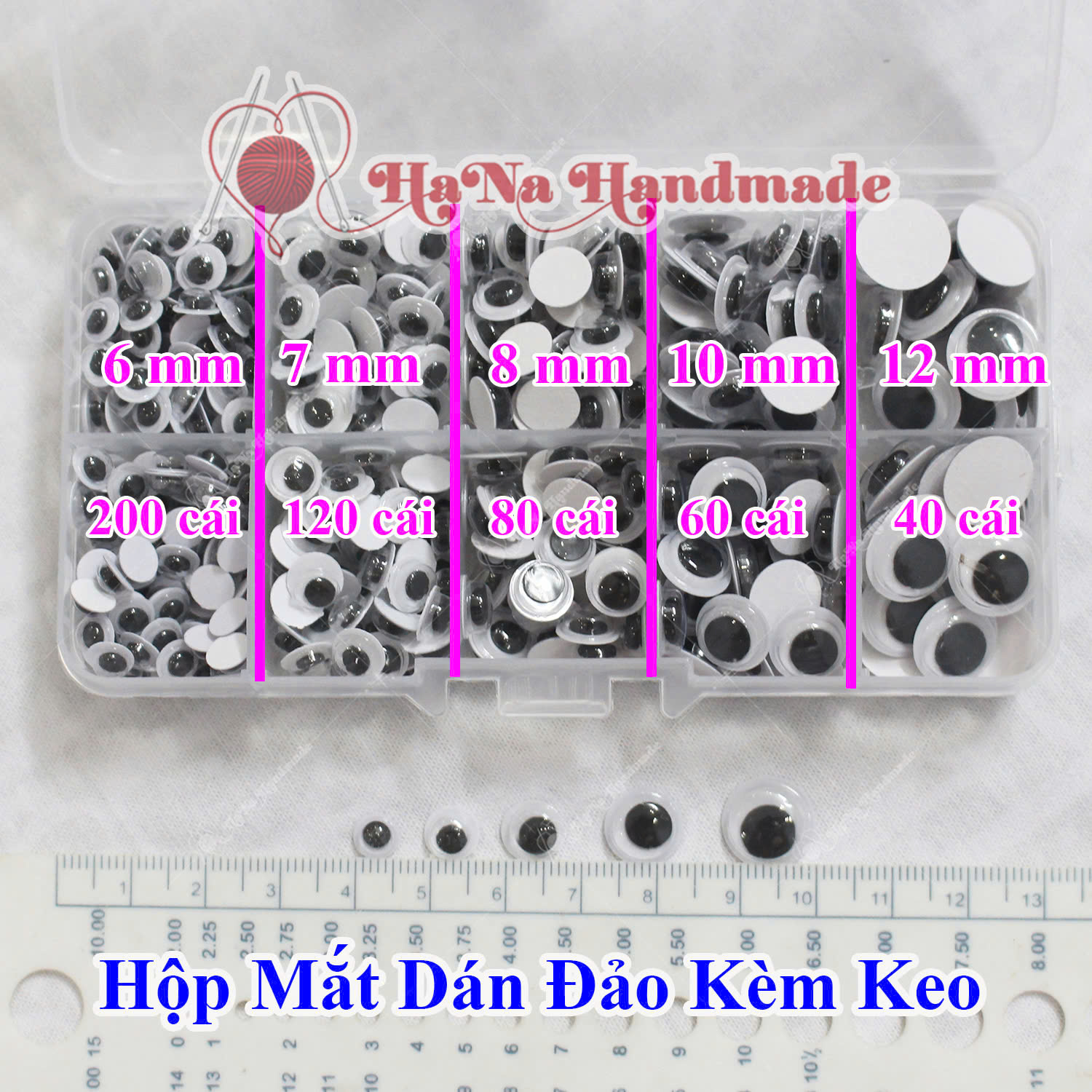 Hộp mắt dán đảo làm thú handmade kèm keo