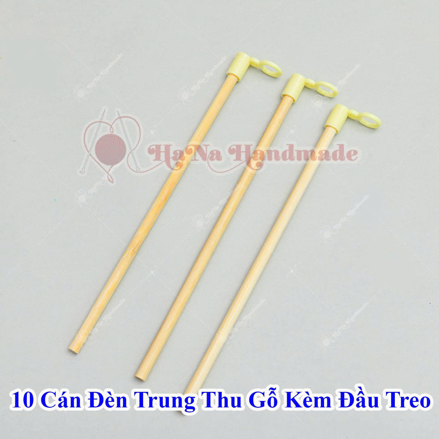 Set 10 cán đèn trung thu gỗ 26.5cm kèm khoen treo đèn