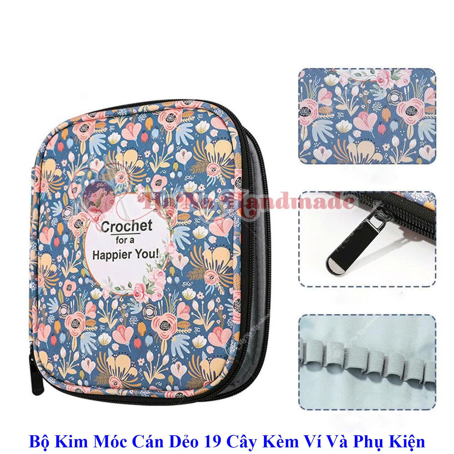Bộ kim móc cán dẻo 19 cây kèm ví và phụ kiện