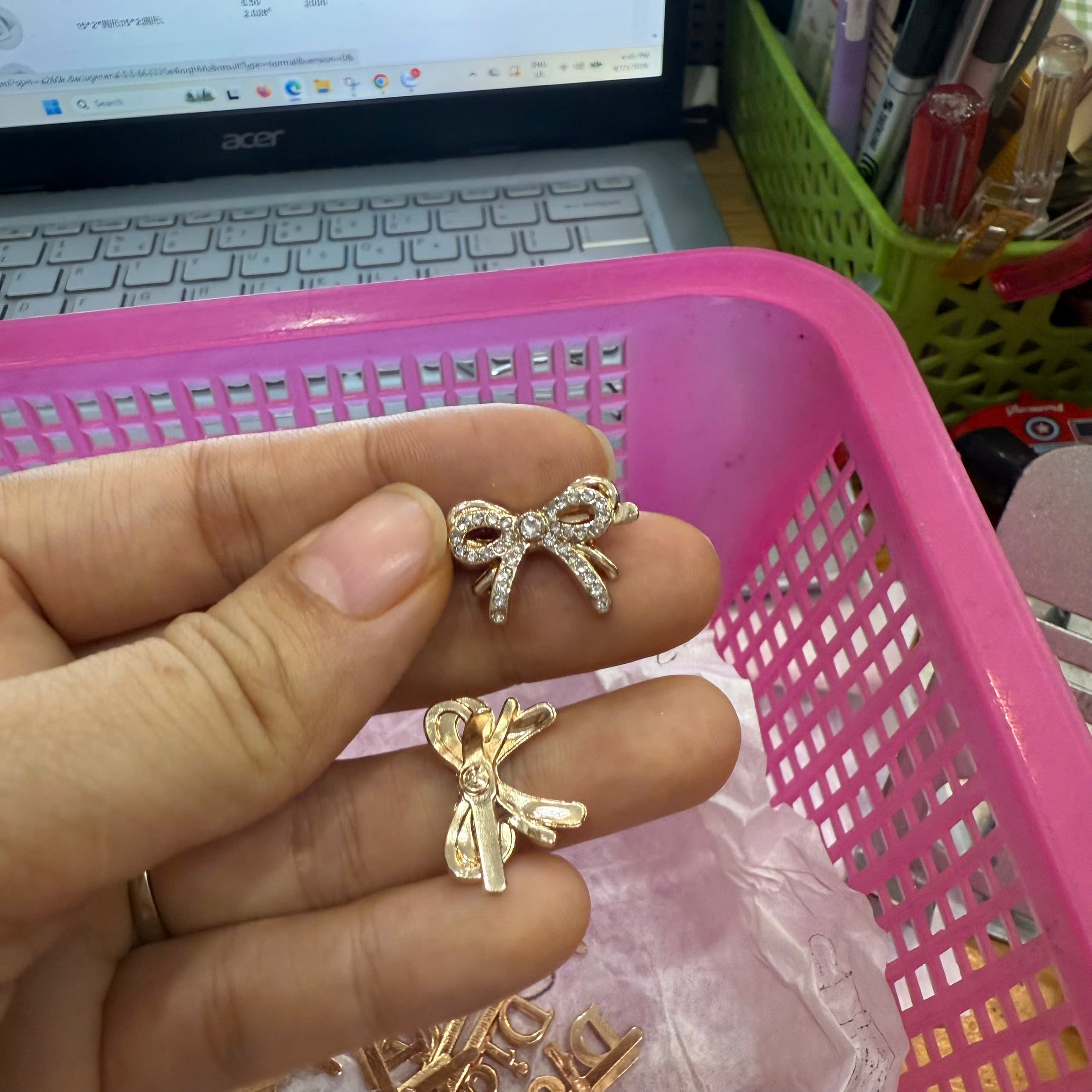 Mạc nơ đính đá mini