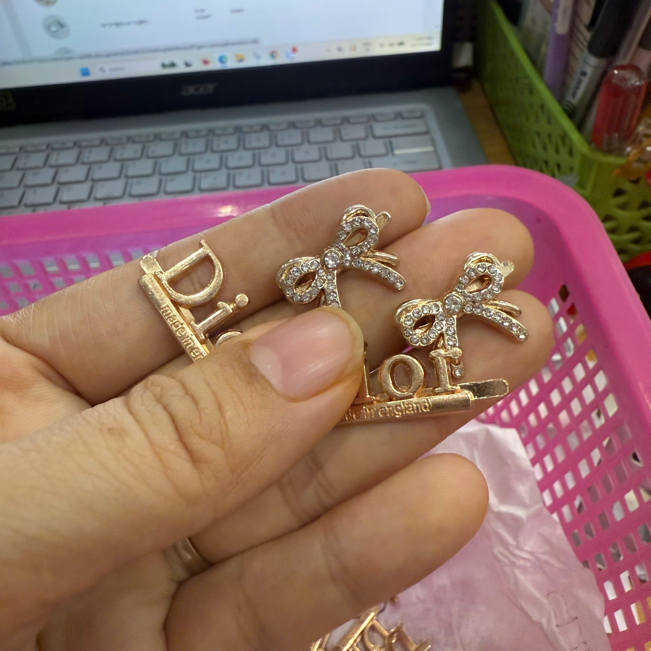 Mạc nơ đính đá mini