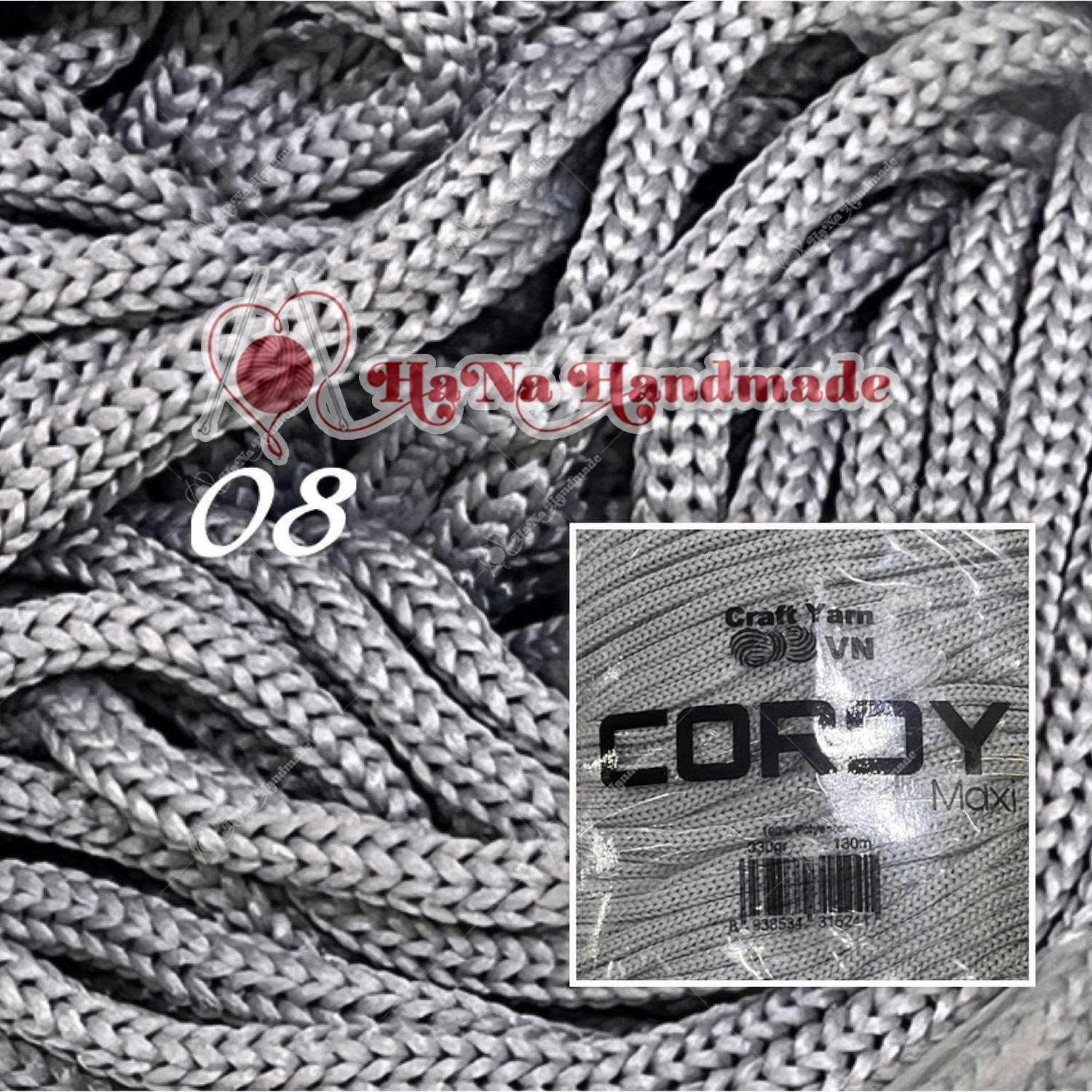 Sợi Cordy Maxi Craft Yarn trơn túi 330g khoảng 130m