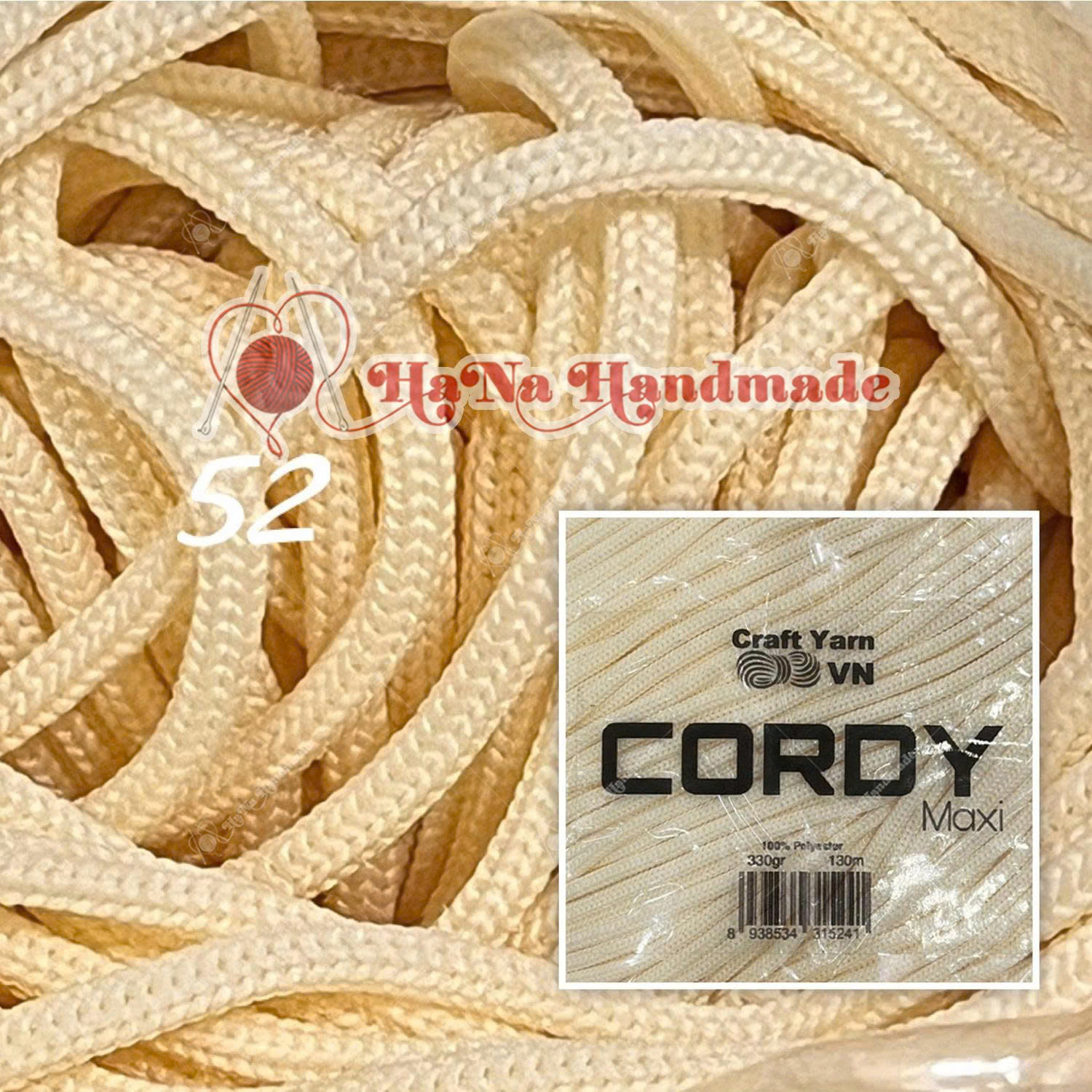 Sợi Cordy Maxi Craft Yarn trơn túi 330g khoảng 130m
