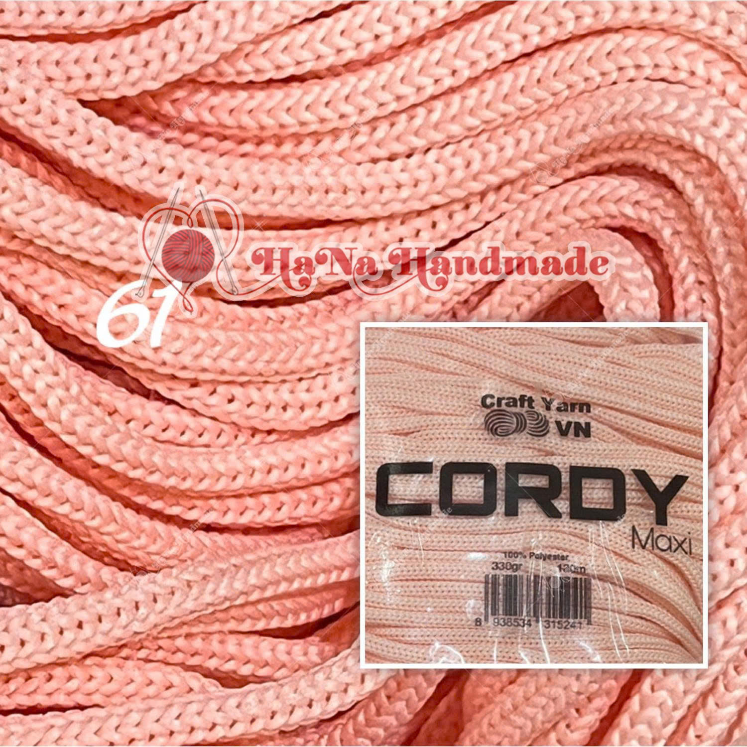 Sợi Cordy Maxi Craft Yarn trơn túi 330g khoảng 130m