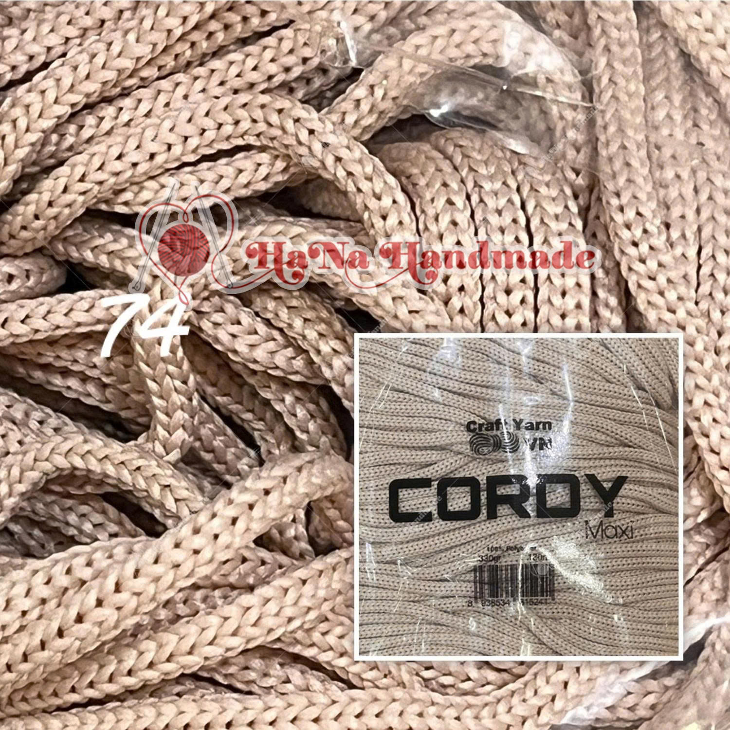 Sợi Cordy Maxi Craft Yarn trơn túi 330g khoảng 130m