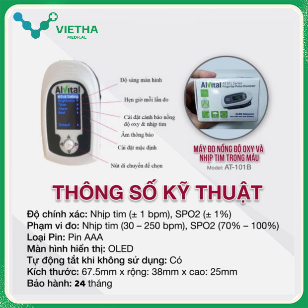 Máy Đo SpO2 Alvital AT101