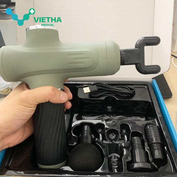 Máy Massage cầm tay Lucass GUN A67 - 4 đầu thay thế, 6 chế độ