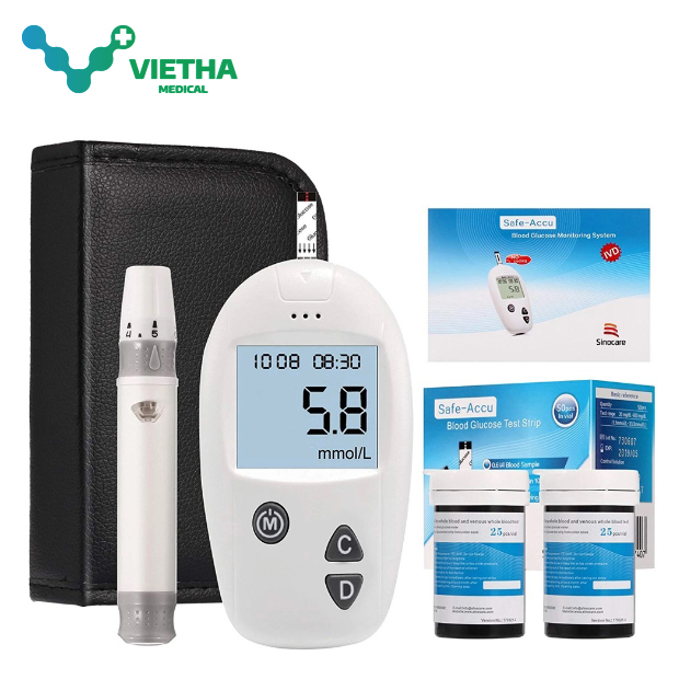 Máy Đo Đường Huyết Sinocare Safe-Accu +50 que+50 Kim