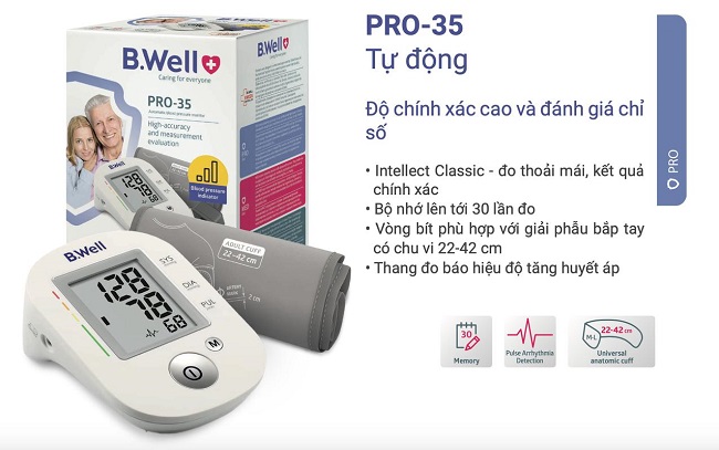Máy đo huyết áp bắp tay BWell Swiss PRO-36 Có Giọng Nói Tiếng Việt