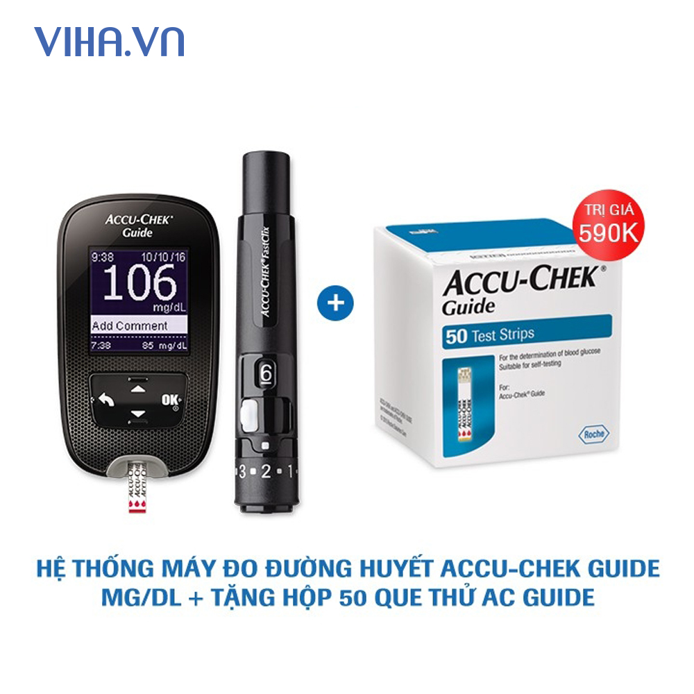 Máy đo đường huyết Accuchek Guide Đức  tặng 25 que thử 25 kim lấy máu