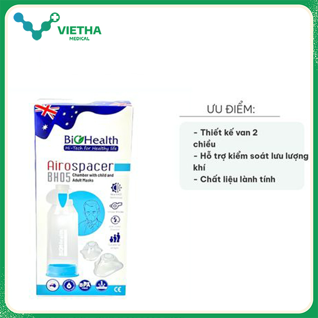 Buồng Đệm Khí Dung BioHealth BH05 – Hỗ Trợ Hít Thuốc Hiệu Quả Cho Người Lớn & Trẻ Em