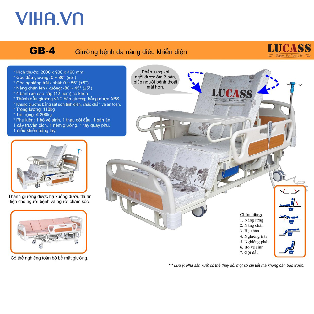 Giường bệnh nhân đa năng Lucass GB 4​​​​​​​ - giường y tế chạy điện
